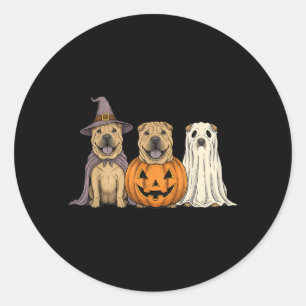 Spooky Ghost Shar Pei Pumpkin Halloween Dog Lover Classic Round Sticker