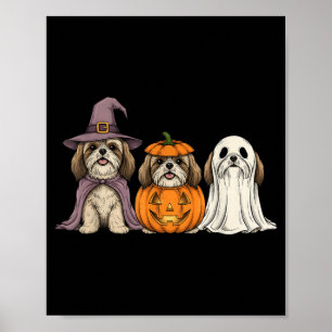 Spooky Ghost Shih Tzu Pumpkin Halloween Dog Lover Poster