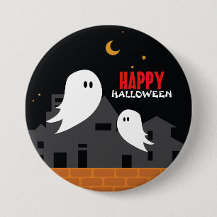 Spooky ghost town halloween cartoon 7.5 cm round badge