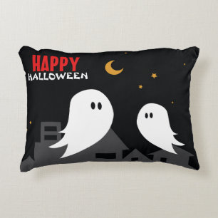 Spooky ghost town halloween cartoon decorative cushion