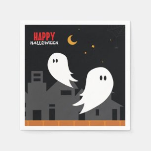 Spooky ghost town halloween cartoon napkin