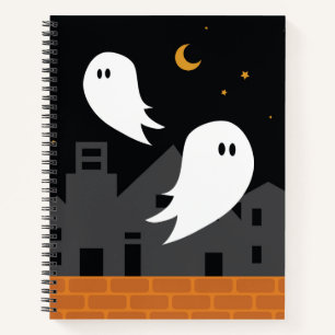 Spooky ghost town halloween cartoon notebook
