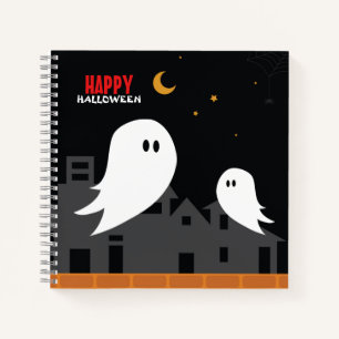 Spooky ghost town halloween cartoon notebook