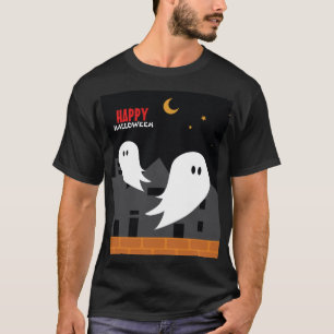 Spooky ghost town halloween cartoon T-Shirt