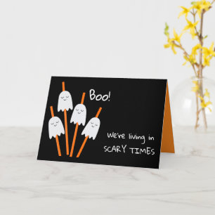 Spooky Ghost Typography Cartoon Fun Cute Greeting Card