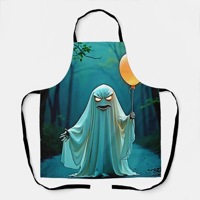 Spooky Ghost with Eerie Balloon Apron (Front)