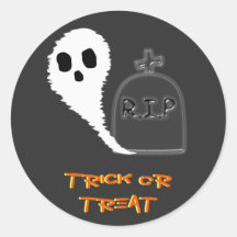 Spooky Ghost With Grave Halloween Sticker