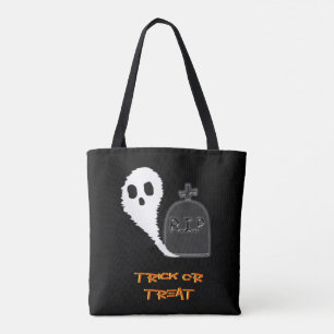 Spooky Ghost with Grave Halloween Tote Bag