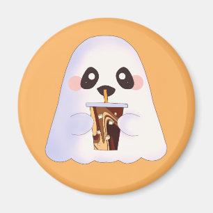 Spooky Ghost With Iced Coffee  Magnet