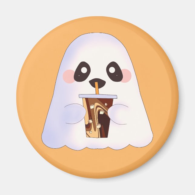 Spooky Ghost With Iced Coffee  Magnet (Front)
