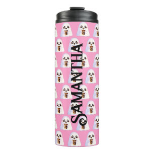 Spooky Ghost With Iced Coffee Thermal Tumbler