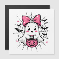 Spooky Ghost with Pink Bow Breast Cancer Awareness