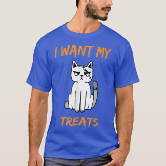 SPOOKY GHOST ZOMBIE CAT HALLOWEEN COSTUME I WANT M T-Shirt