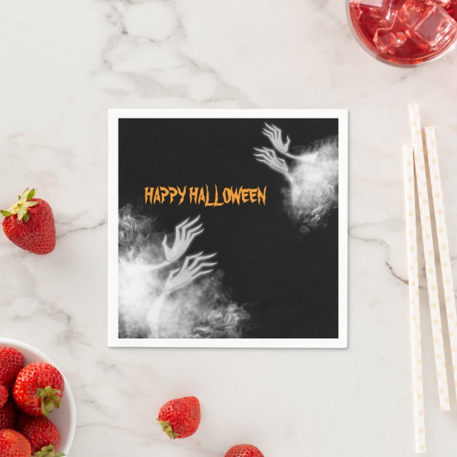 Spooky Ghostly Hands Halloween  Napkin (Insitu)