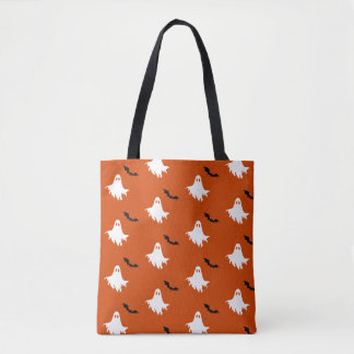 Spooky Ghosts and Bats Pattern Tote Bag