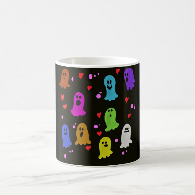 spooky ghosts, colourful ghosts    coffee mug (Center)