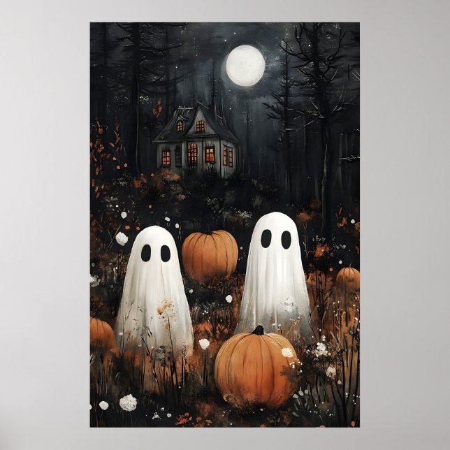 Spooky Ghosts in Castle Print, Dark Academia Poster (Front)