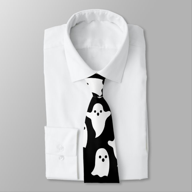 Spooky Ghosts mens Halloween necktie - TIE HARD -  (Tied)