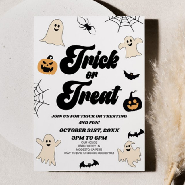 Spooky Ghosts Trick or Treat Halloween Party Invitation (Creator Uploaded)