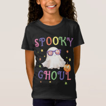 Spooky Ghoul Bright Text Black Girls' T-Shirt