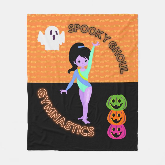 Spooky Ghoul Gymnastics Monster Gymnast Halloween Fleece Blanket (Front)