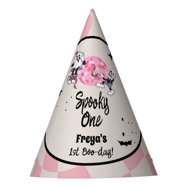 Spooky Ghoul Halloween First Birthday  Party Hat (Front)