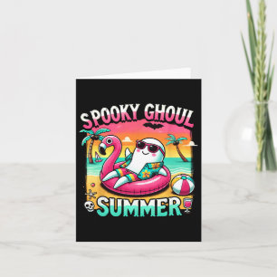 Spooky Ghoul Summer Cute Ghost Flamingo Summer Vac Card