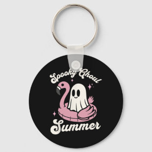 Spooky Ghoul Summer Cute Ghost Flamingo Summer Vib Key Ring