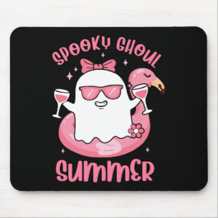 Spooky Ghoul Summer Cute Ghost Flamingo Summer Vib Mouse Pad
