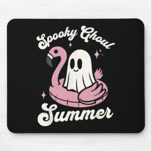 Spooky Ghoul Summer Cute Ghost Flamingo Summer Vib Mouse Pad