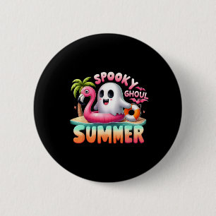 Spooky Ghoul Summer Funny Ghost Flamingo Summer Va 6 Cm Round Badge