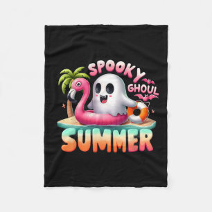 Spooky Ghoul Summer Funny Ghost Flamingo Summer Va Fleece Blanket