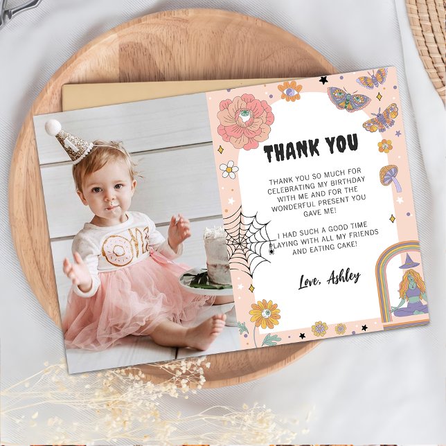 Spooky Girl Ghost Birthday Photo Thank You Card (Creator Uploaded)