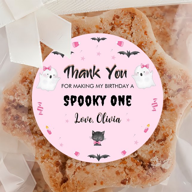 Spooky Girl Halloween Birthday Party  Classic Round Sticker (Creator Uploaded)