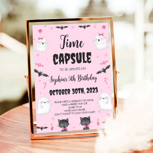 Spooky Girl Halloween Cute Ghost Time Capsule Sign