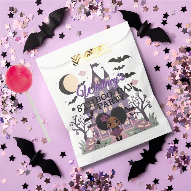 Spooky Girl Purple afro-puff Birthday Party Favour Bag (Spooky Girl Purple afro-puff Birthday Party Favor Bag)