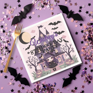 Spooky Girl Purple Birthday Party Napkin