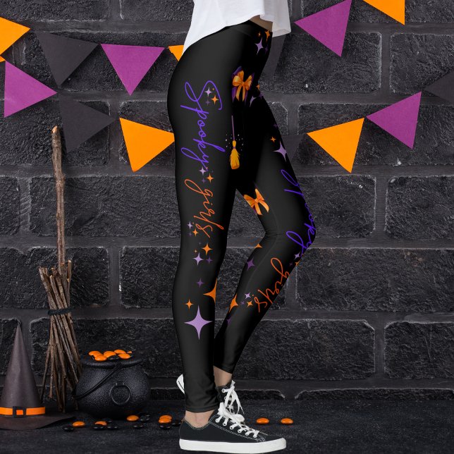 Spooky Girls Halloween Purple Orange & Black  Leggings (Creator Uploaded)