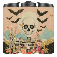 Spooky Glitter Goth Skeleton Halloween Tumbler Mug