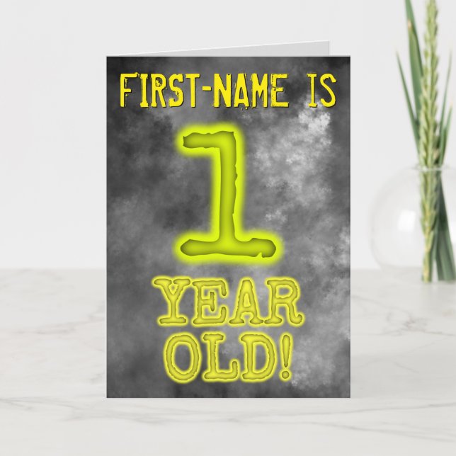 Spooky Glowing Aura Look "1 YEAR OLD!" + Name Card (Front)