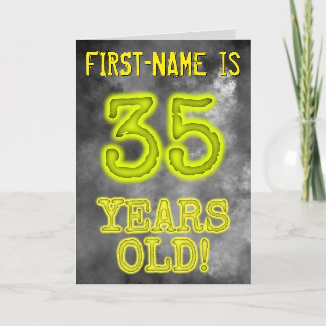 Spooky Glowing Aura Look "35 YEARS OLD!" + Name Card (Front)