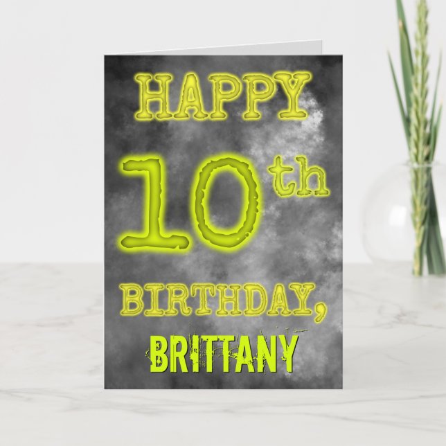 Spooky Glowing Aura Look "HAPPY 10th BIRTHDAY" Card (Front)