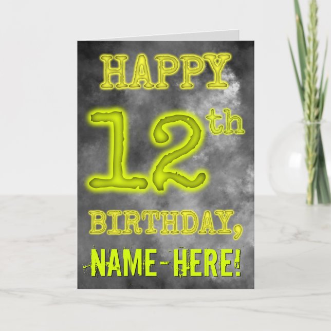 Spooky Glowing Aura Look "HAPPY 12th BIRTHDAY" Card (Front)