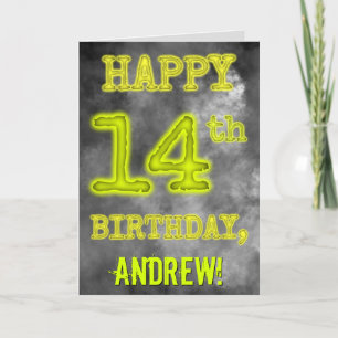 Spooky Glowing Aura Look "HAPPY 14th BIRTHDAY" Card
