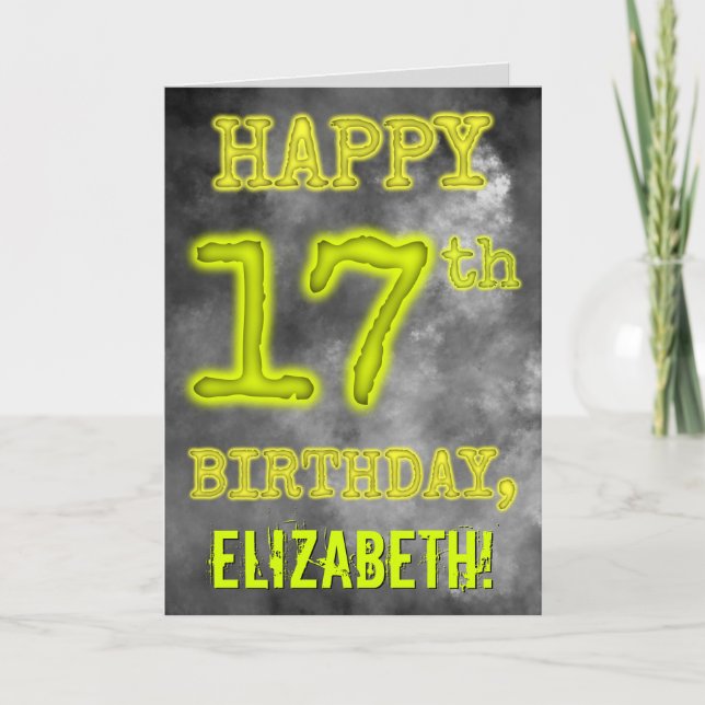Spooky Glowing Aura Look "HAPPY 17th BIRTHDAY" Card (Front)