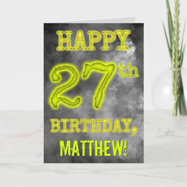 Spooky Glowing Aura Look "HAPPY 27th BIRTHDAY" Card (Front)