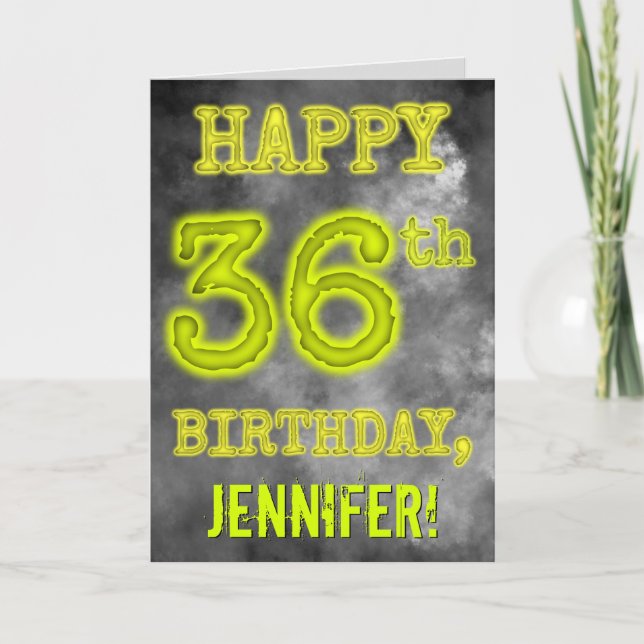 Spooky Glowing Aura Look "HAPPY 36th BIRTHDAY" Card (Front)
