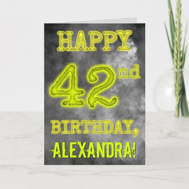 Spooky Glowing Aura Look "HAPPY 42nd BIRTHDAY" Card (Front)
