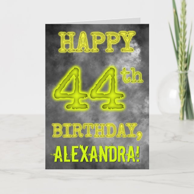 Spooky Glowing Aura Look "HAPPY 44th BIRTHDAY" Card (Front)