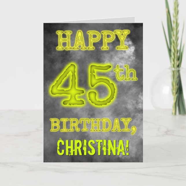 Spooky Glowing Aura Look "HAPPY 45th BIRTHDAY" Card (Front)